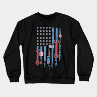 America Flag with working tools laborer happy labor day tee Crewneck Sweatshirt